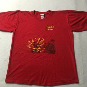 Jamaica red XL T-Shirt Short Sleeve drums graphic natives palms beach